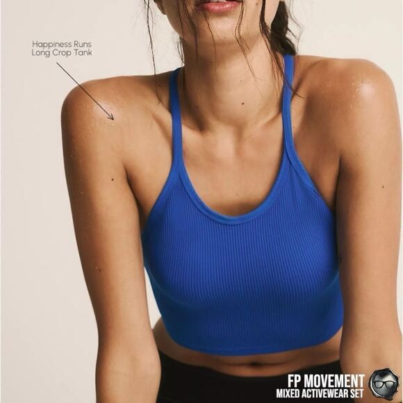 FP MOVEMENT SET: HAPPINESS RUNS LONG CROP + GOOD KARMA FLARE LEGGINGS BLUE/BLACK - Picture 4 of 16
